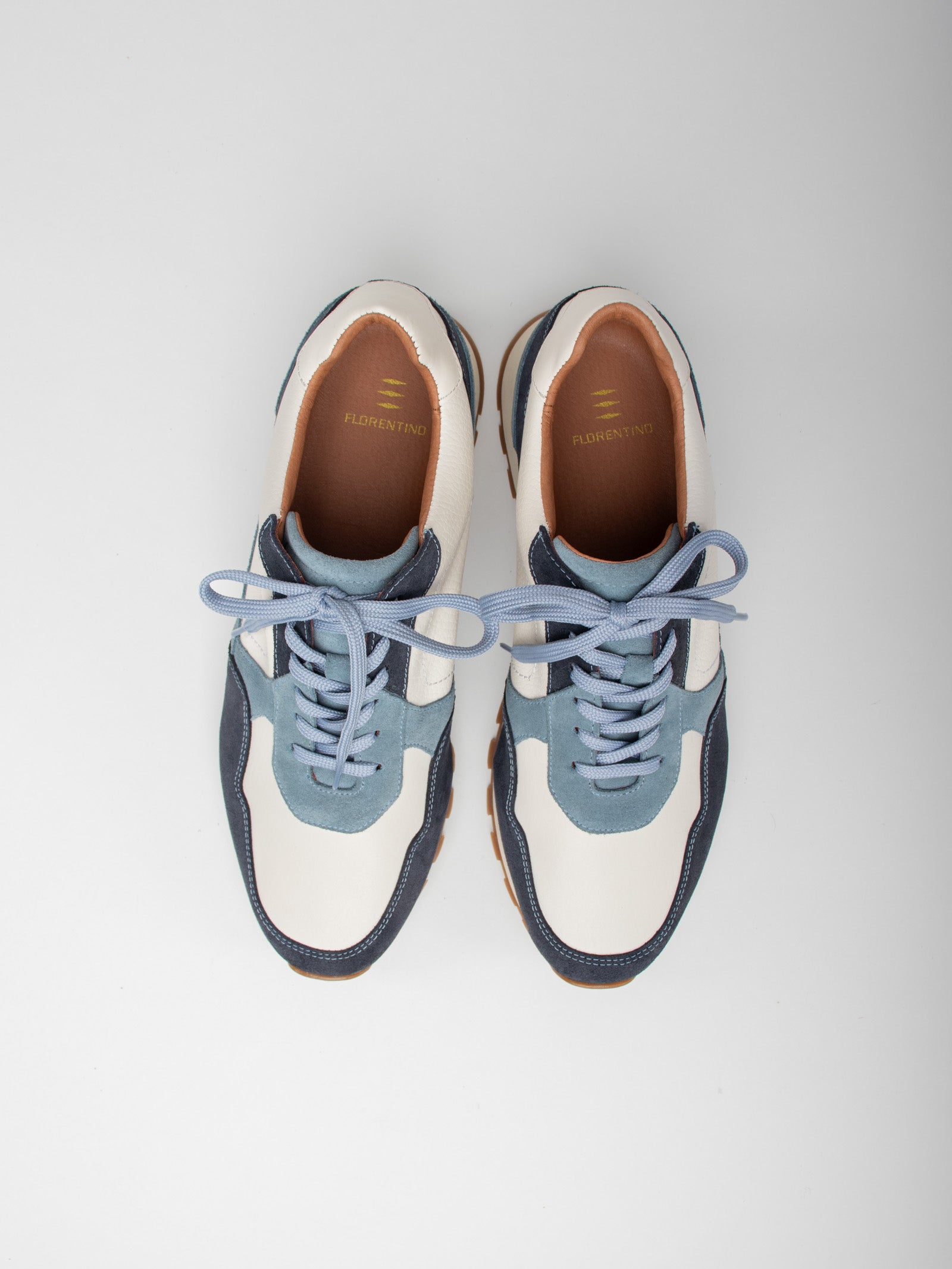 Combined leather trainers
