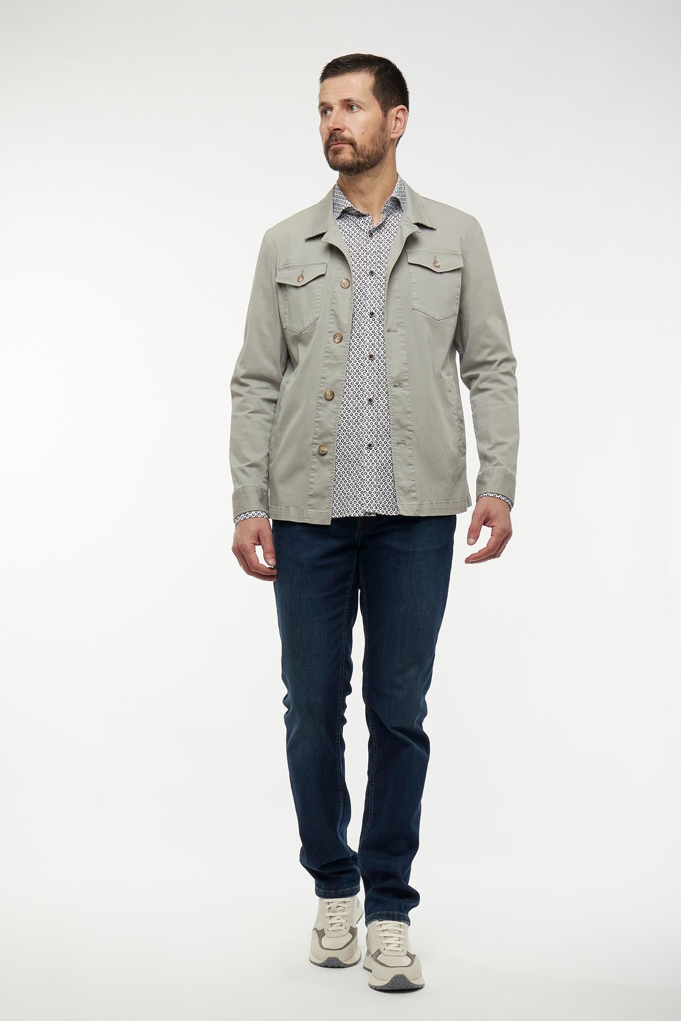 Slim fit micro-herringbone overshirt