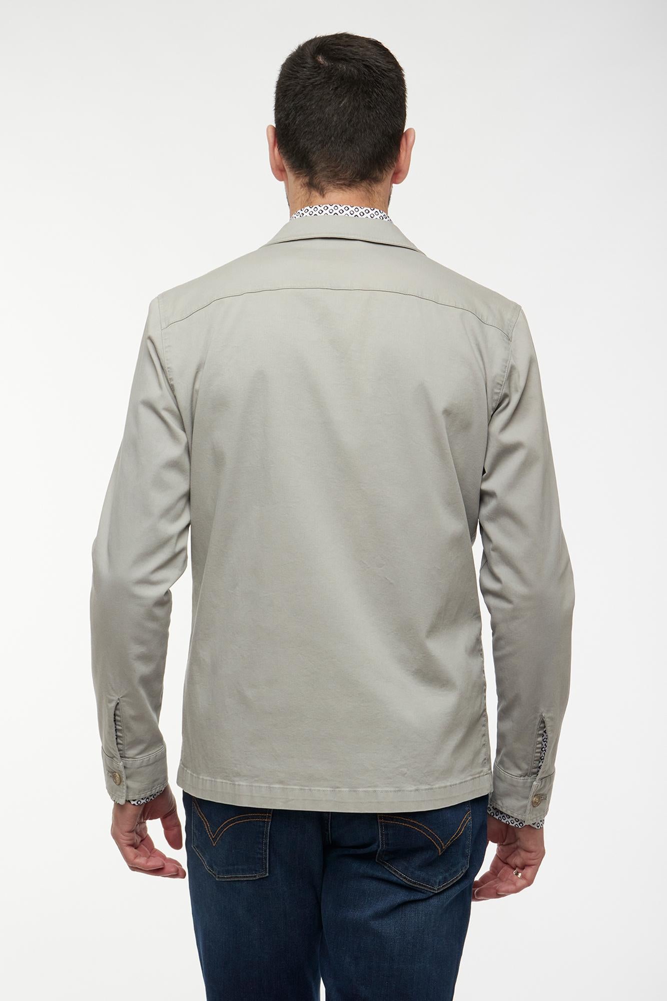 Slim fit micro-herringbone overshirt