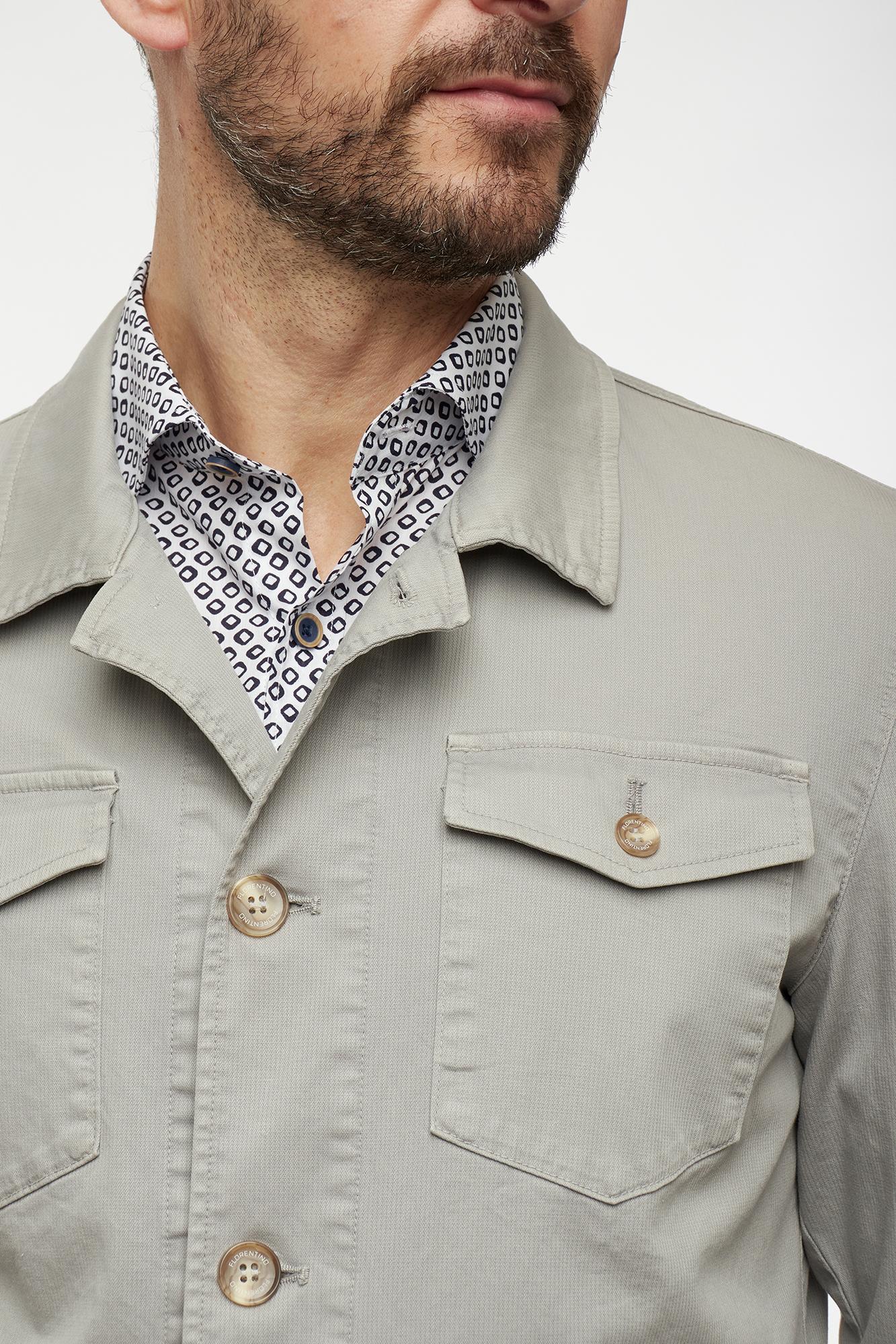 Slim fit micro-herringbone overshirt
