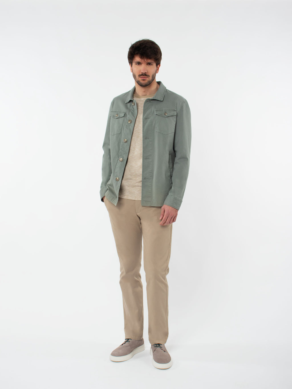 Slim fit micro-herringbone overshirt