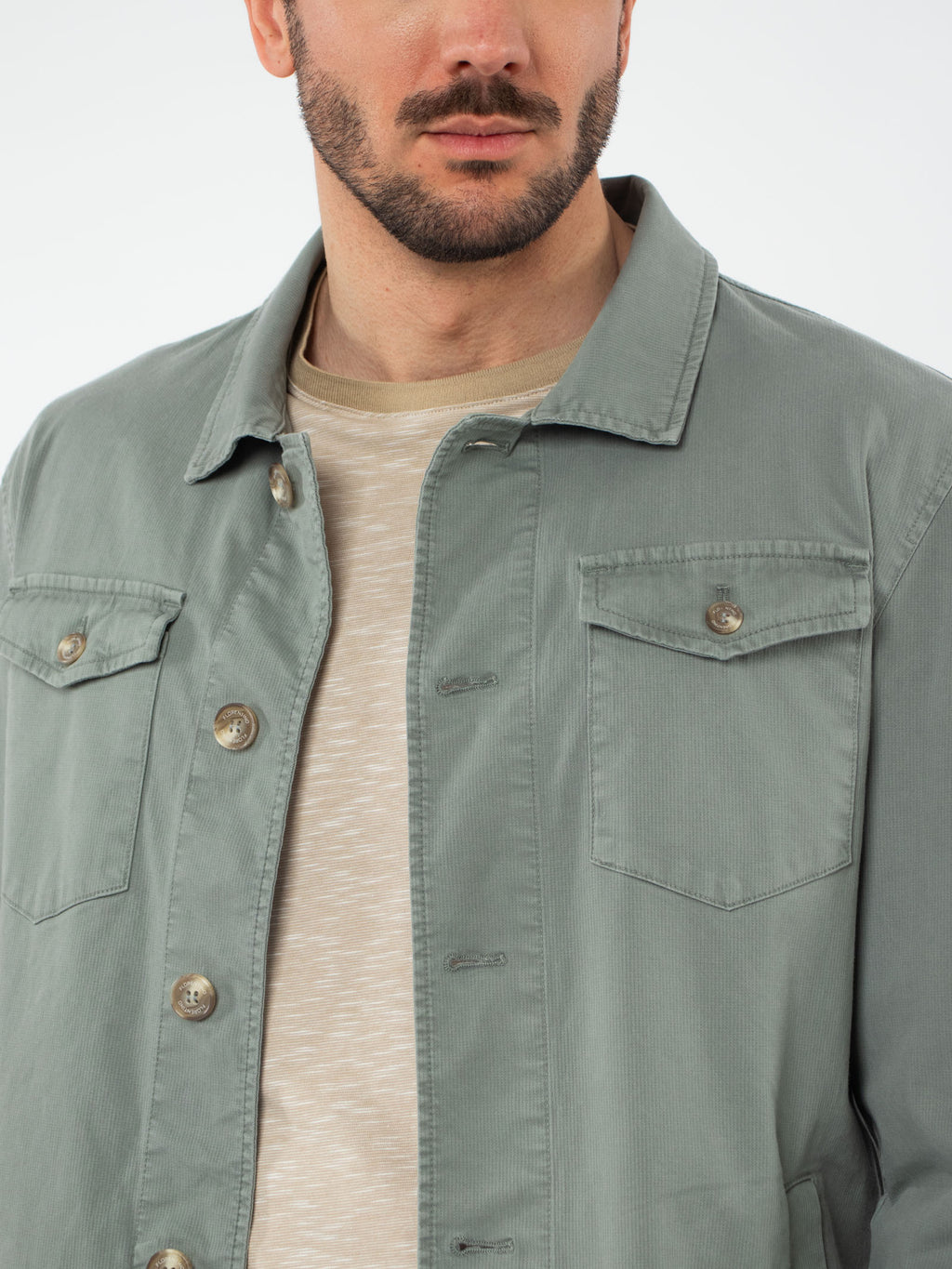 Slim fit micro-herringbone overshirt