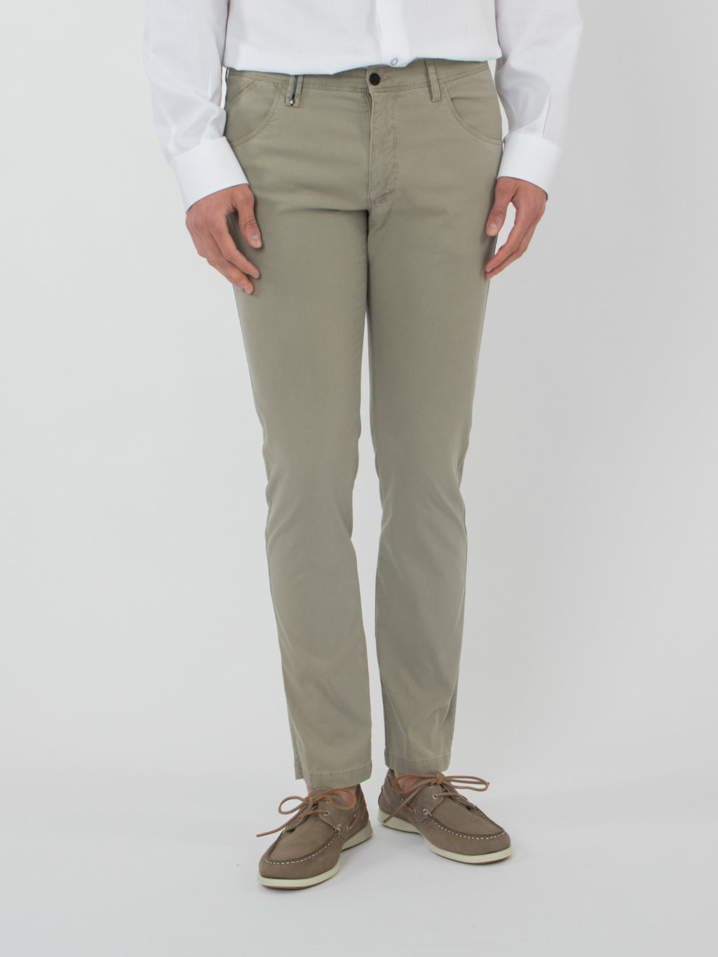 Structured five-pocket trousers