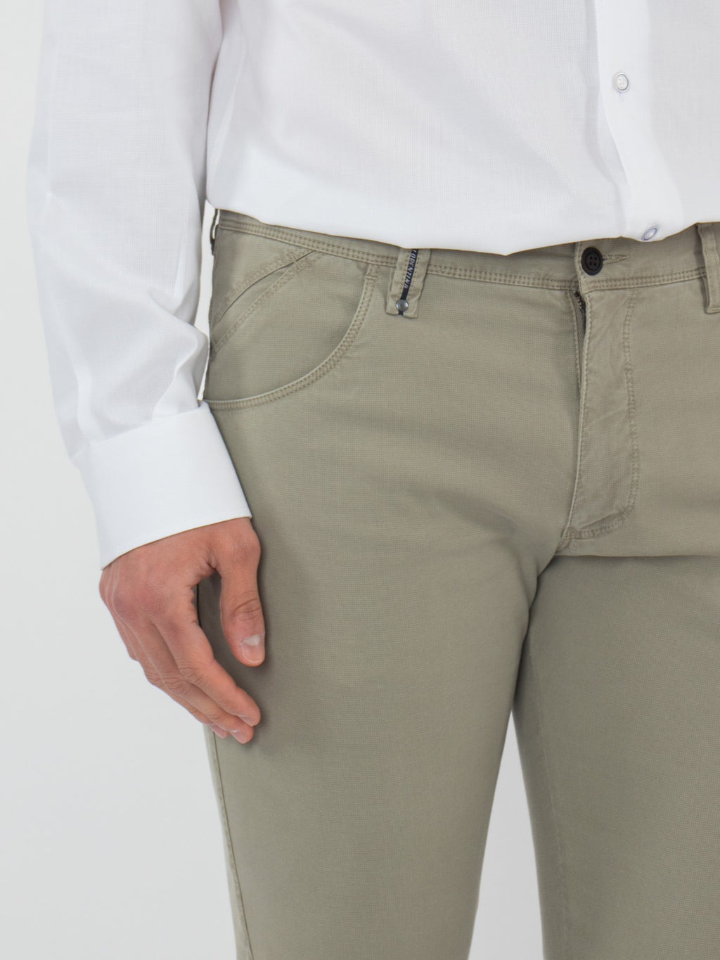 Structured five-pocket trousers
