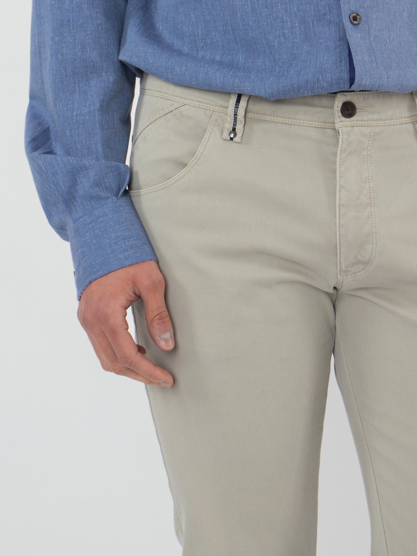Micro-pattern five-pocket trousers