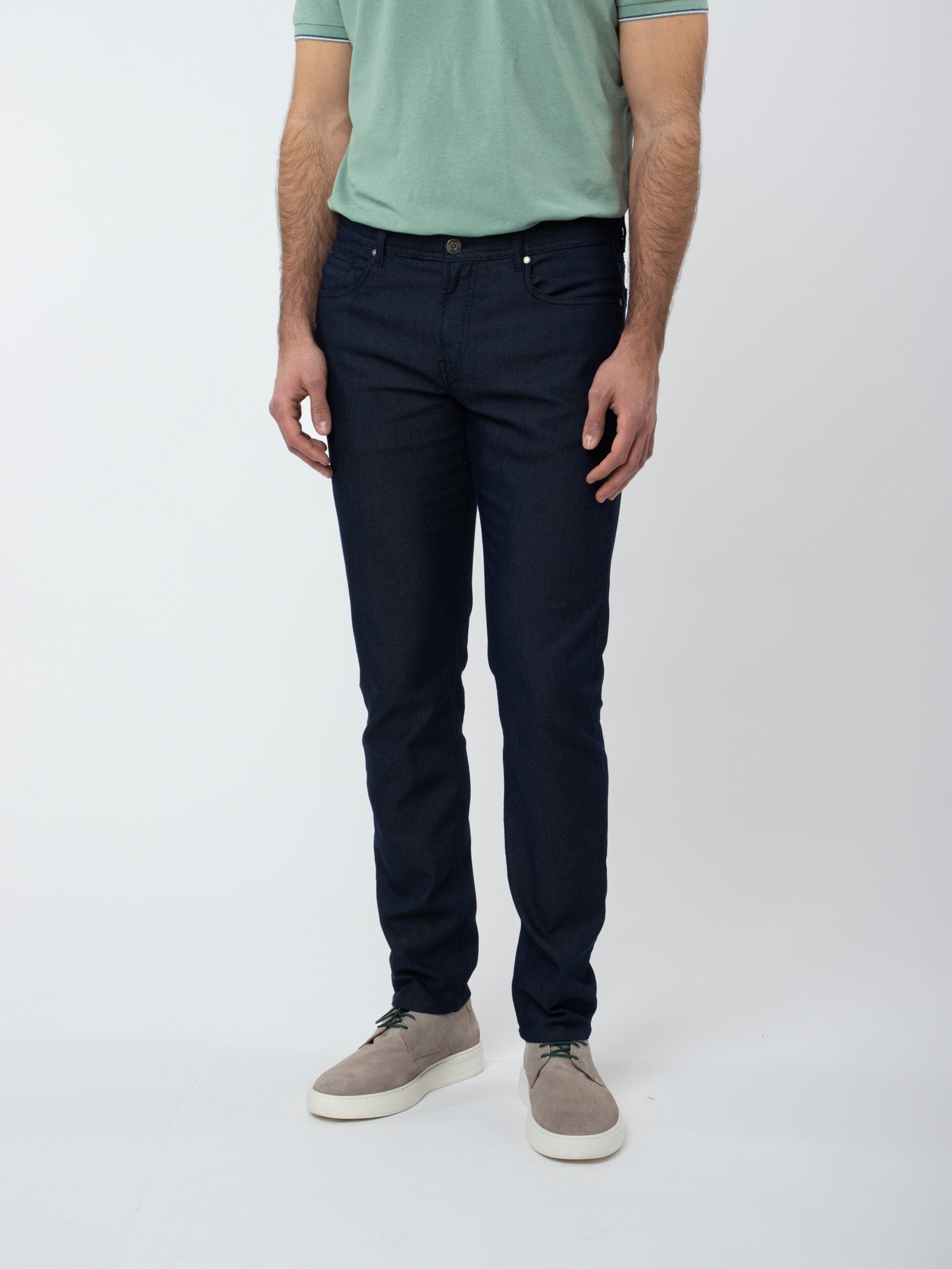 Micro-pattern five-pocket trousers