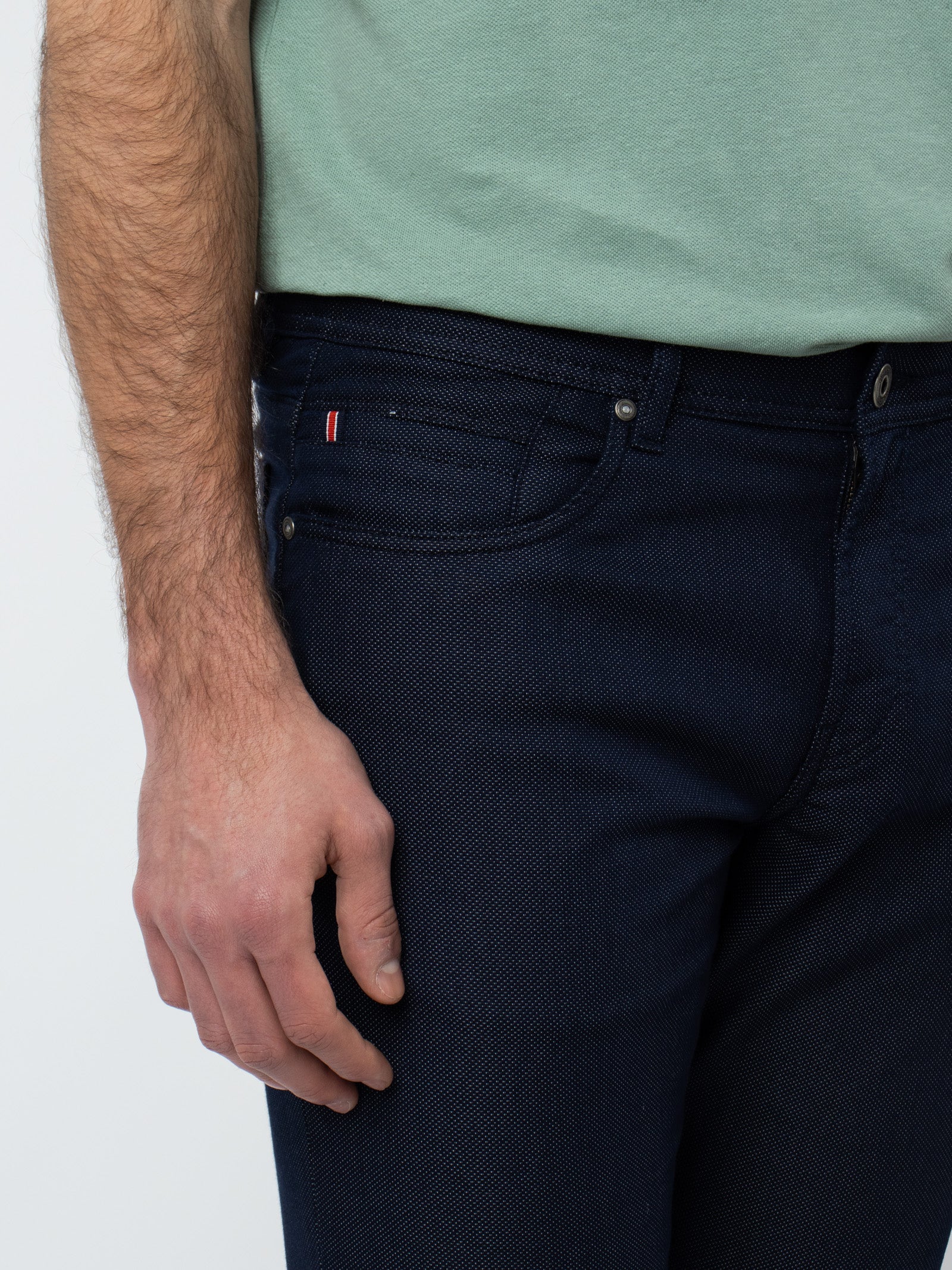 Micro-pattern five-pocket trousers