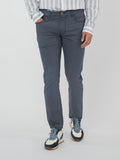 Slim fit micro-printed five-pocket trousers