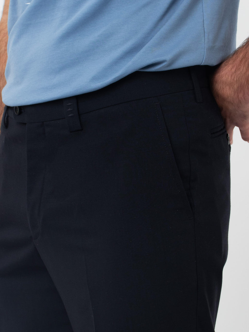 Regular fit melange flat front trousers