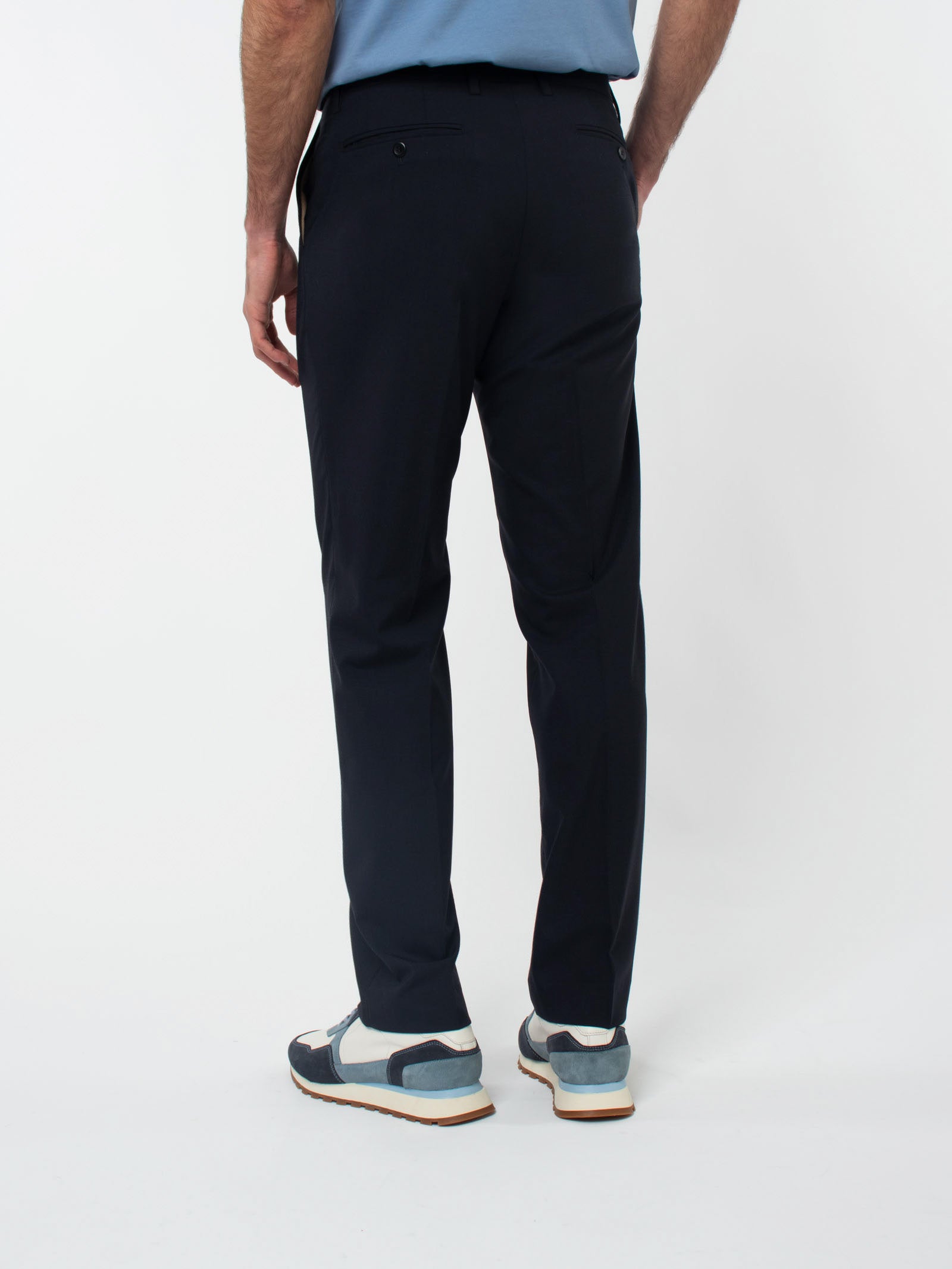 Regular fit melange flat front trousers