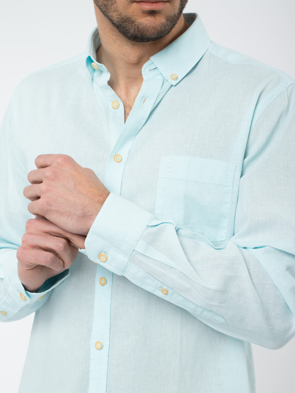 Slim fit linen-cotton shirt