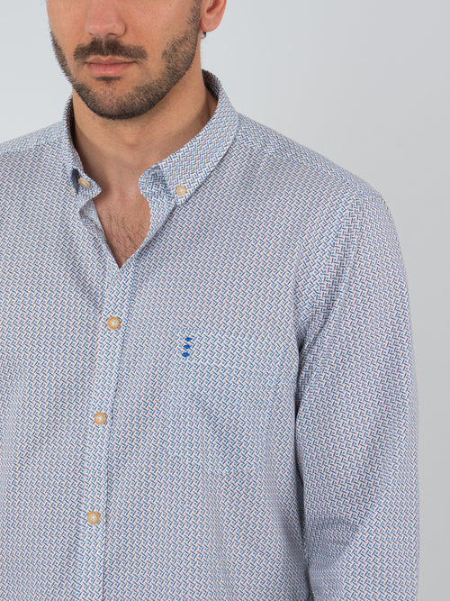 Camisa estampado geométrico slim fit