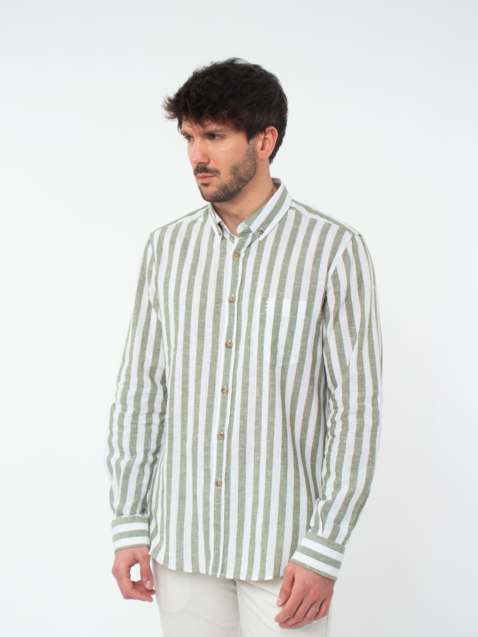 Slim fit shirt with stripes print