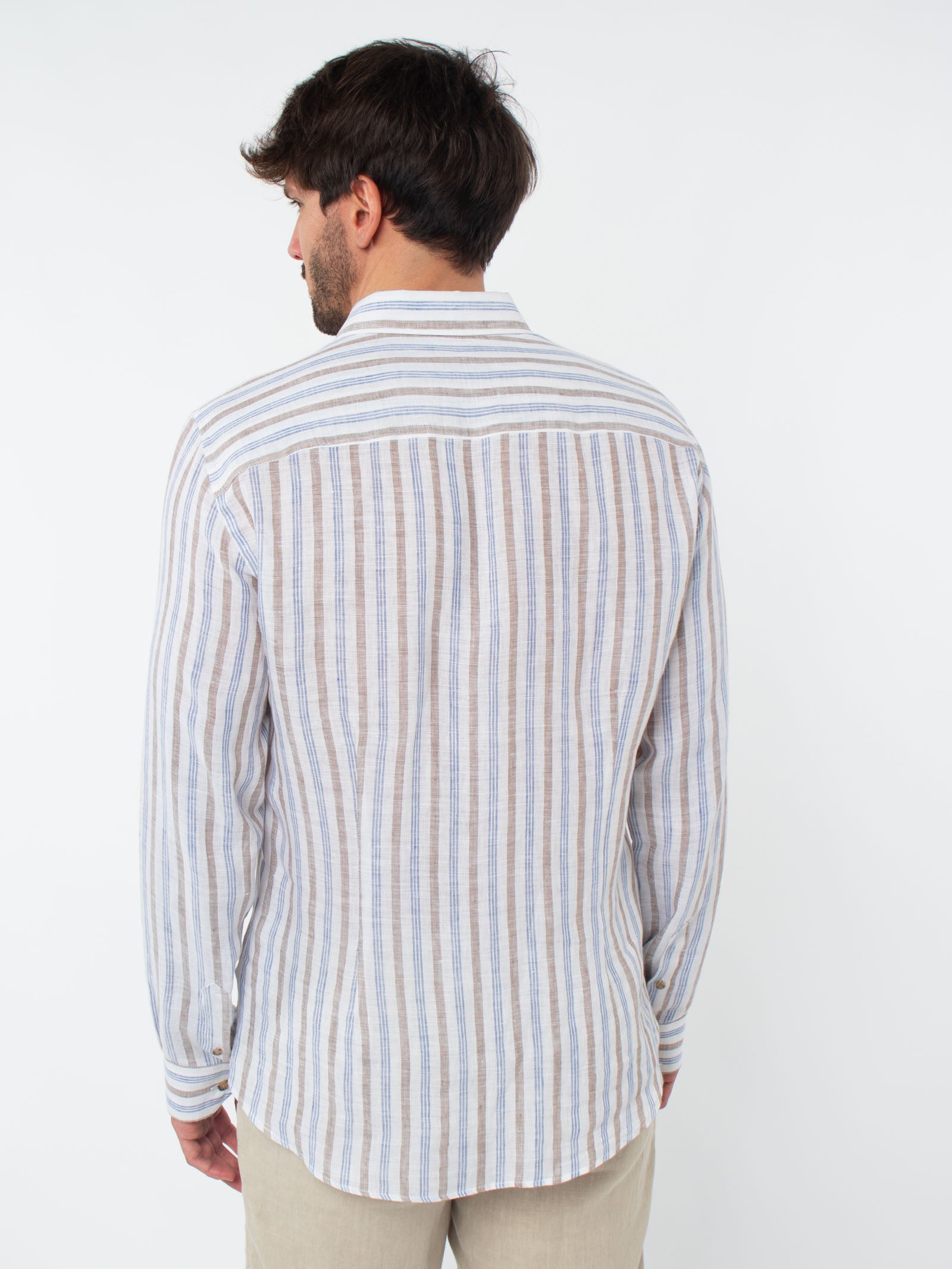 Camisa lino rayas slim fit