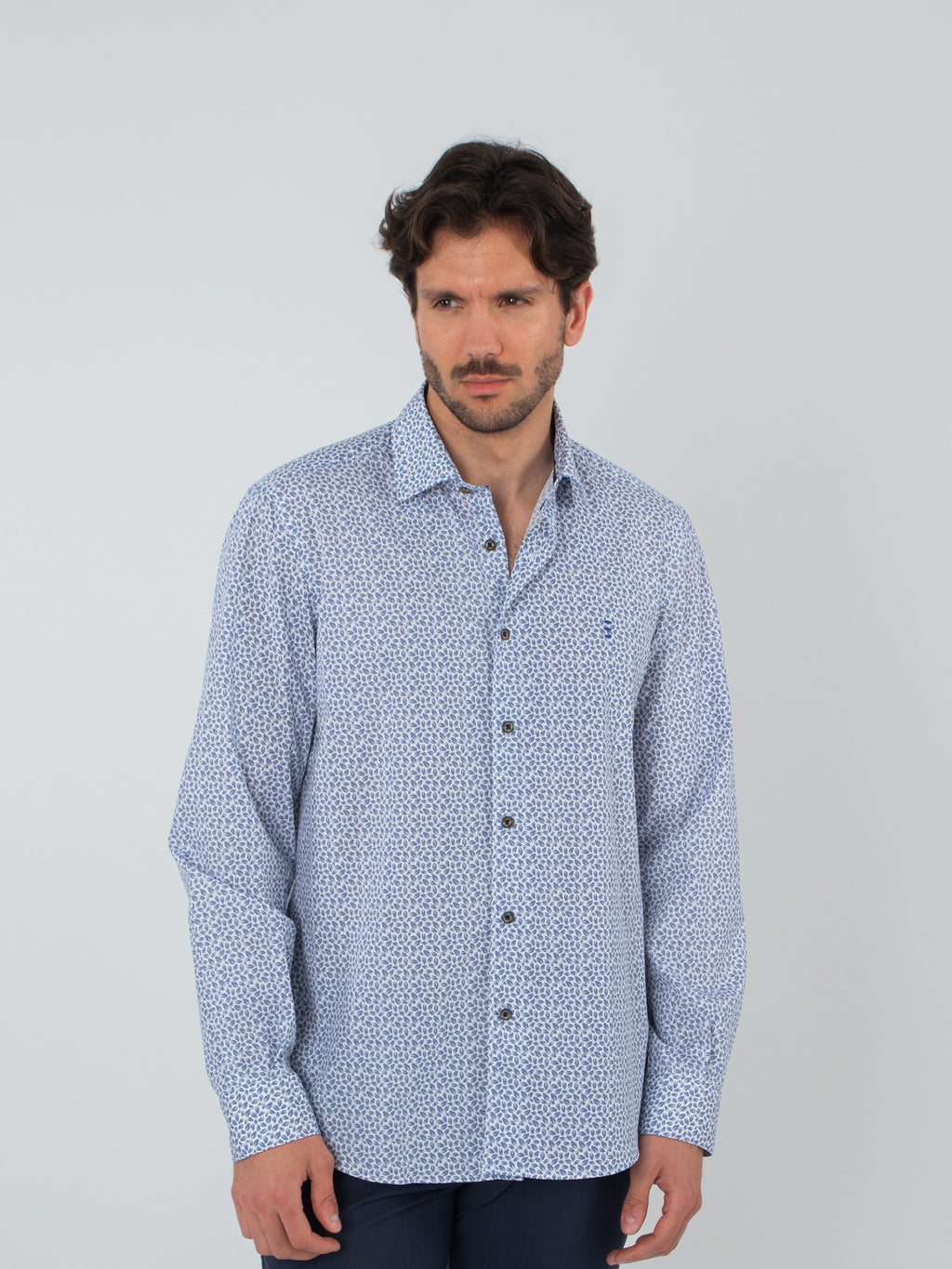 Leaf print cotton shirt