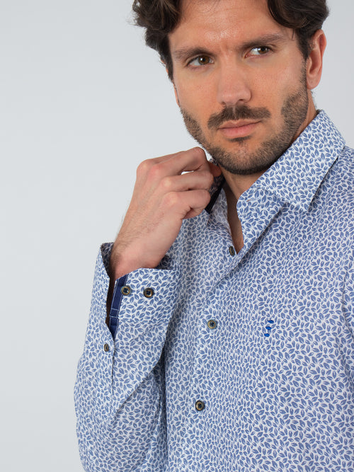 Leaf print cotton shirt
