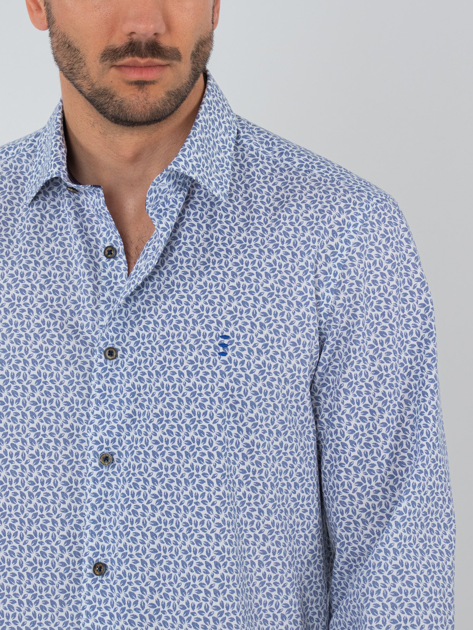 Leaf print cotton shirt