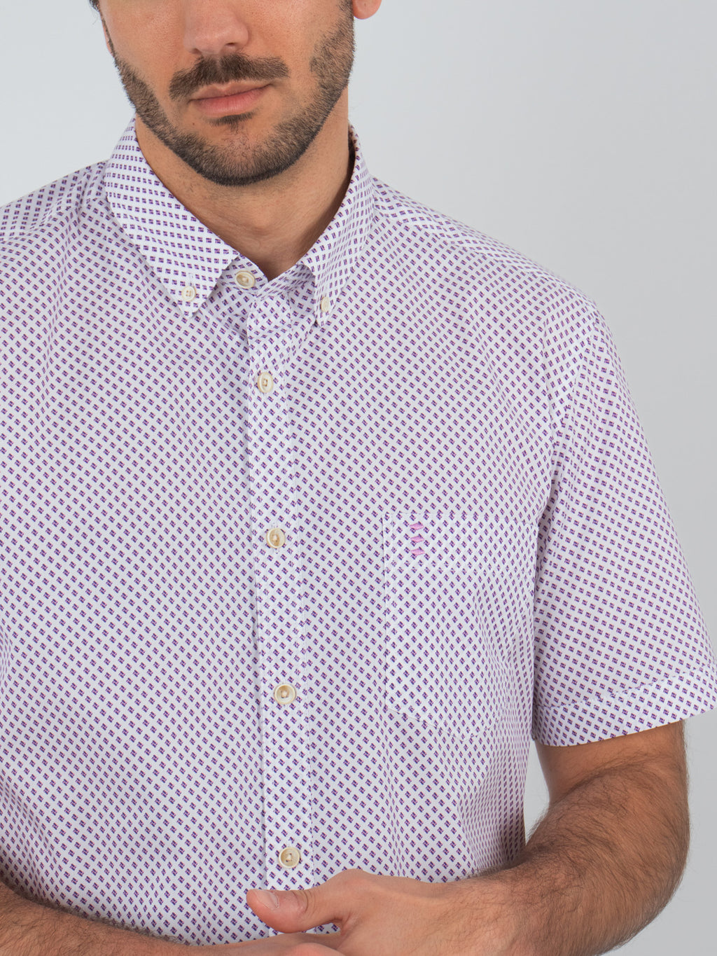 Printed short-sleeve cotton shirt