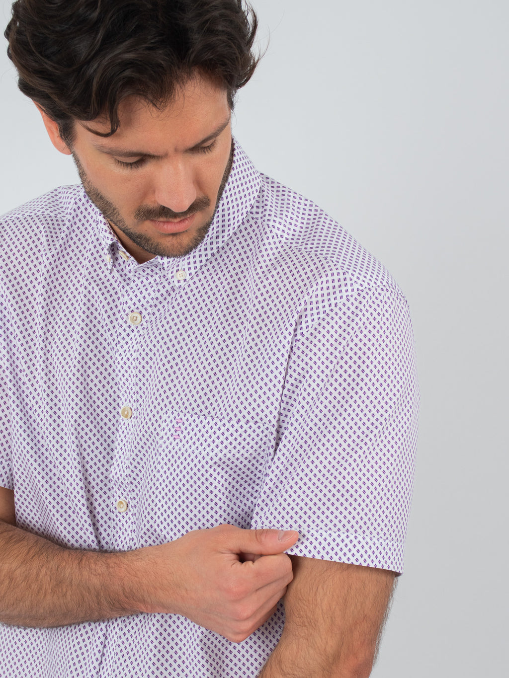 Printed short-sleeve cotton shirt