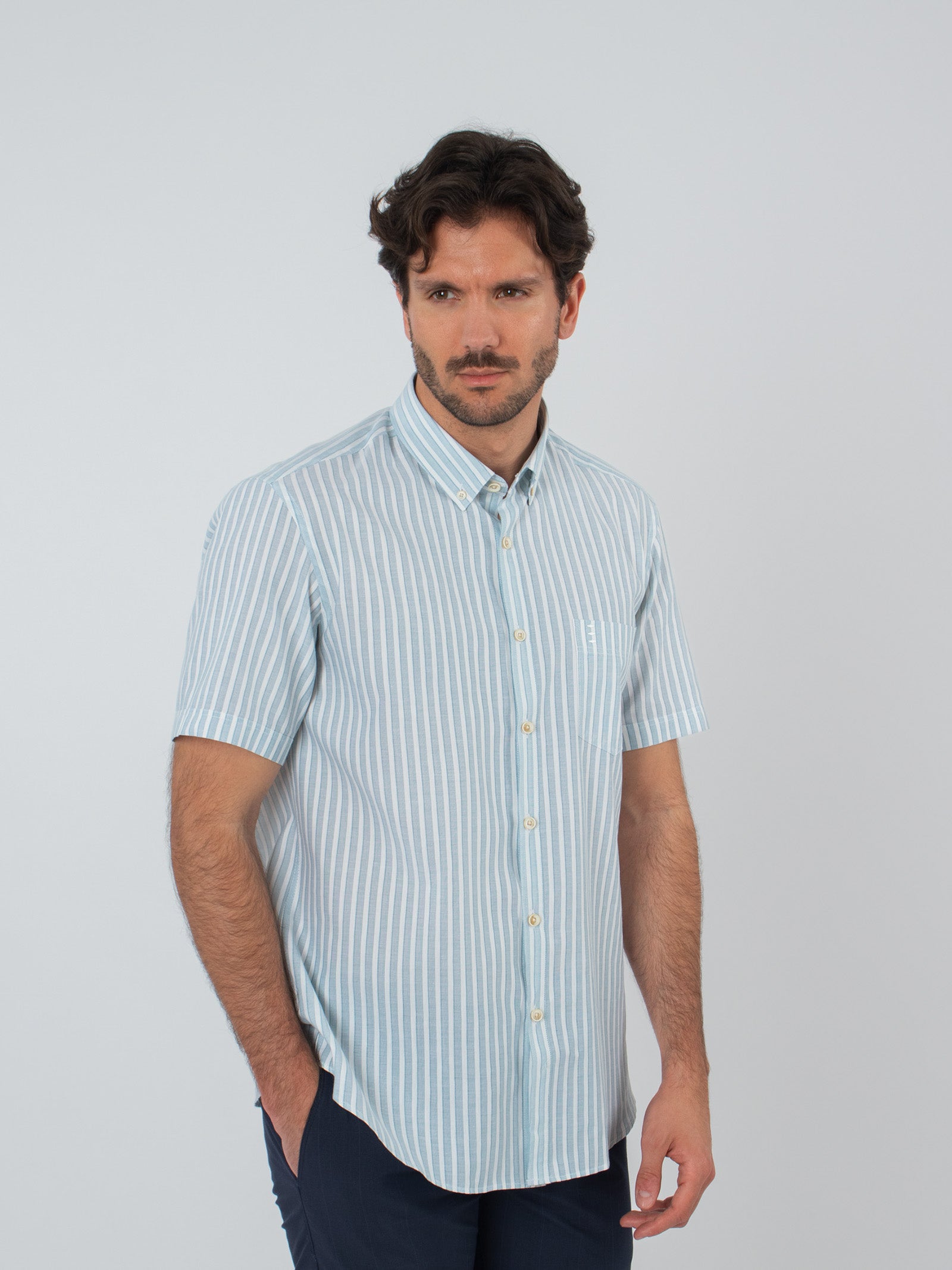 Striped short-sleeve shirt