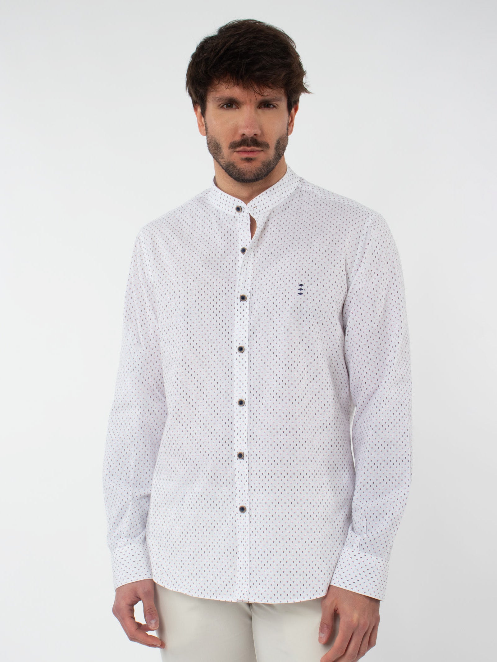 Slim fit grandad collar shirt