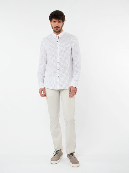 Slim fit grandad collar shirt