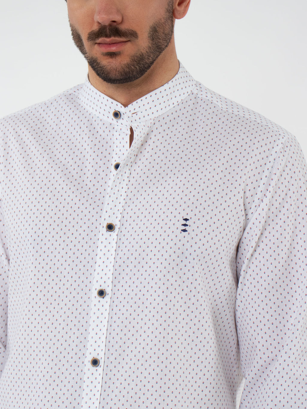 Camisa cuello mao slim fit
