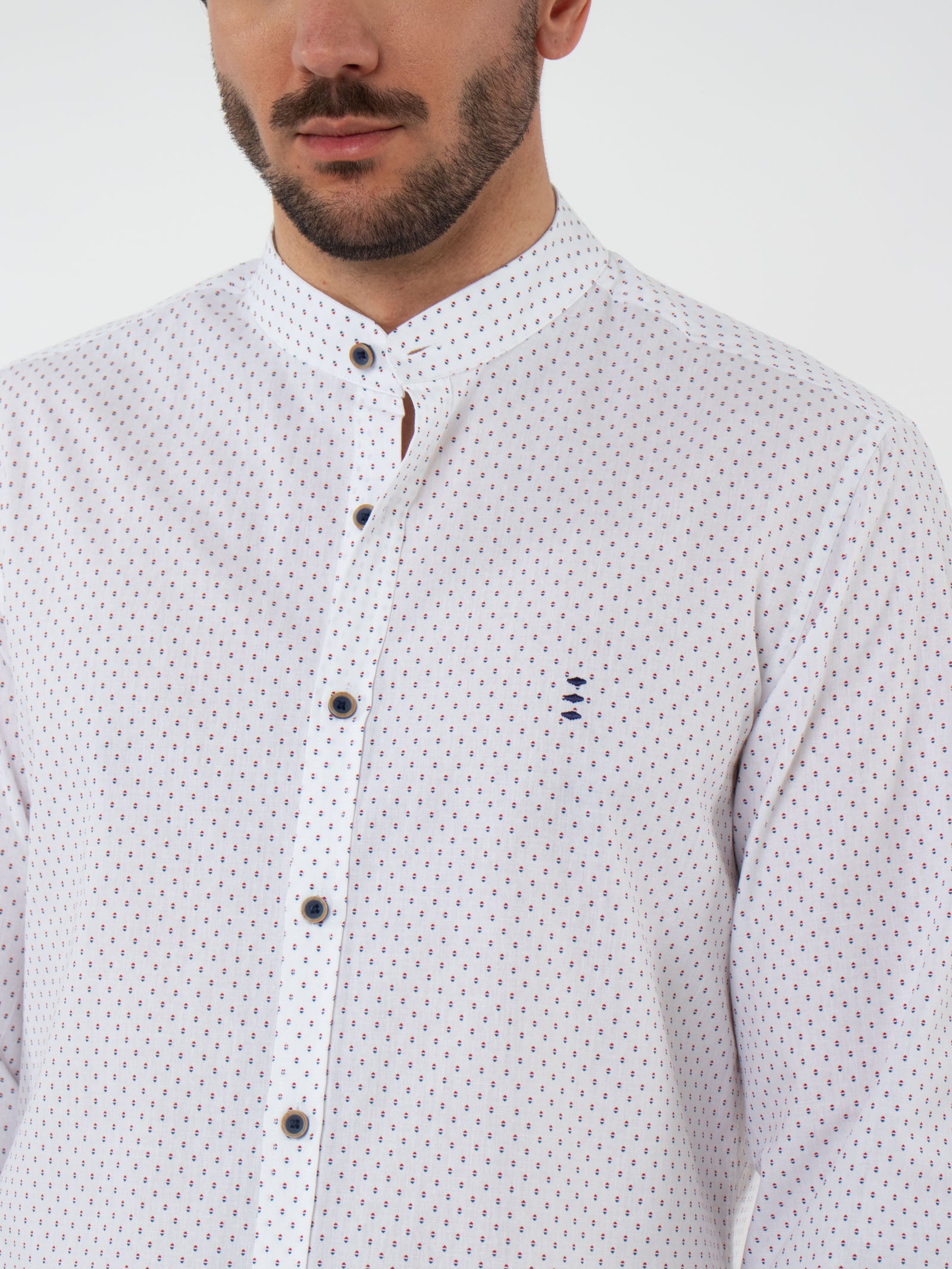 Slim fit grandad collar shirt