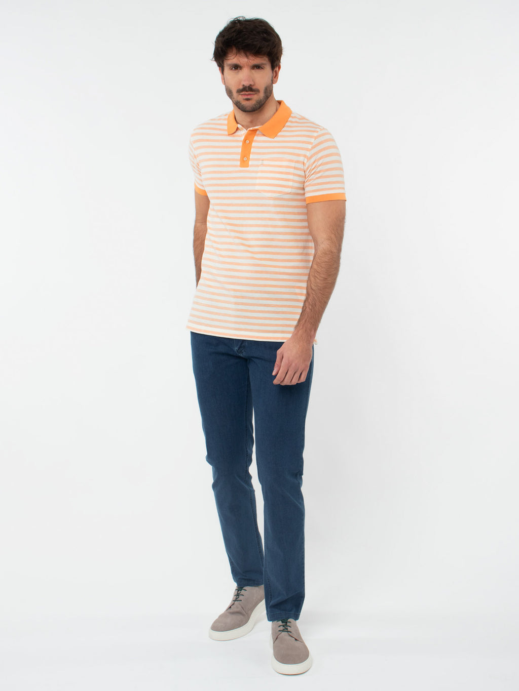 Striped polo shirt with pocket