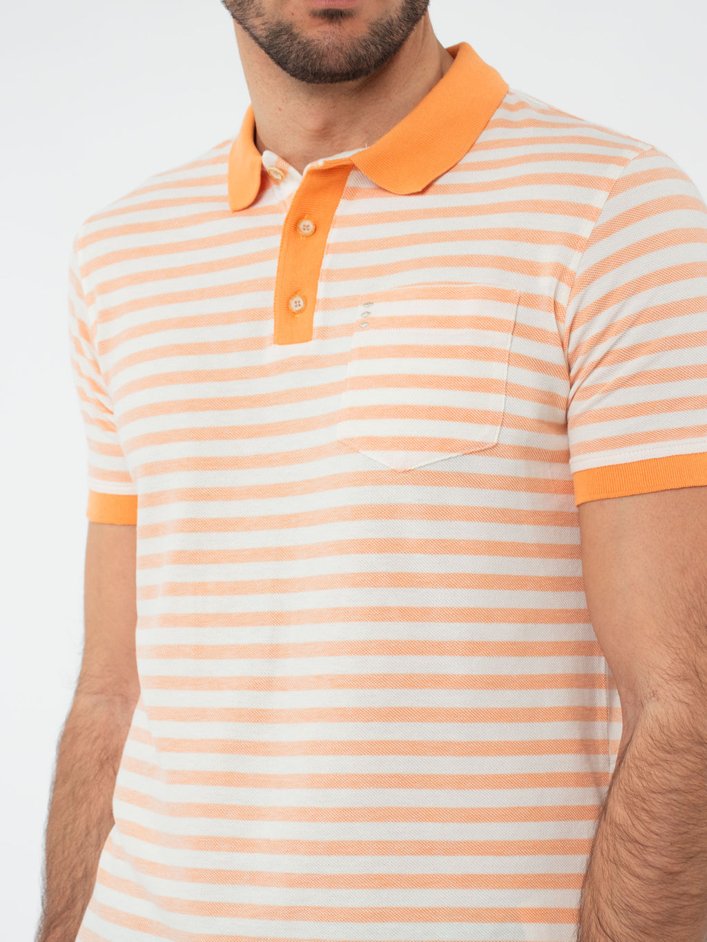 Striped polo shirt with pocket