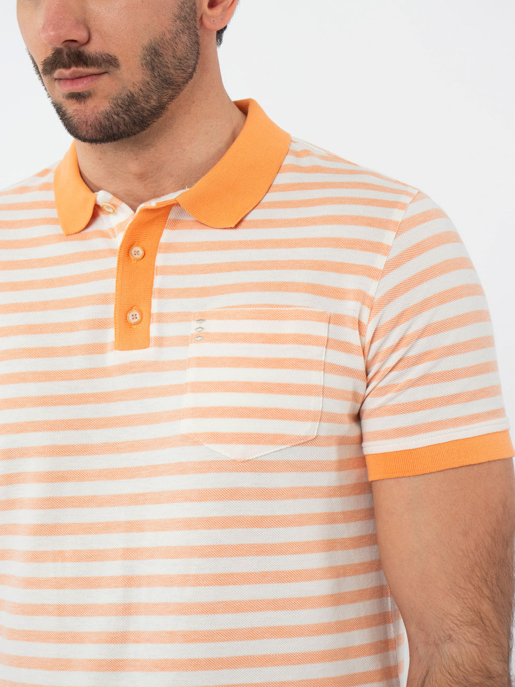 Striped polo shirt with pocket