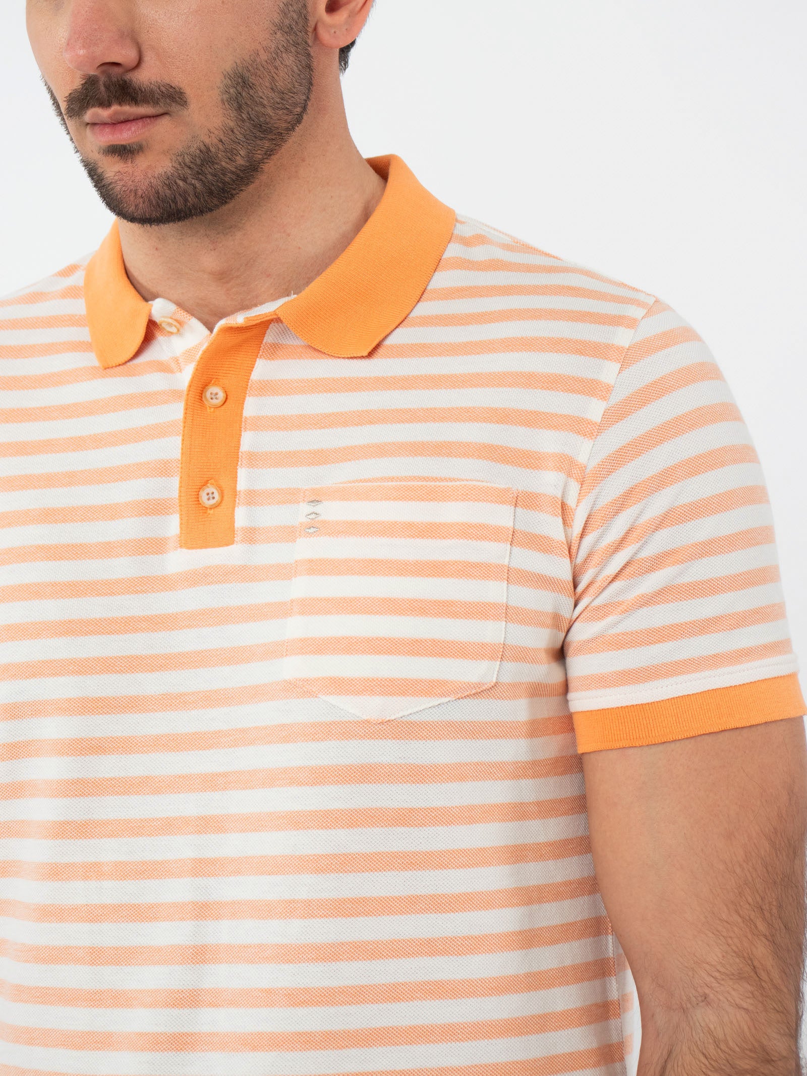 Striped polo shirt with pocket