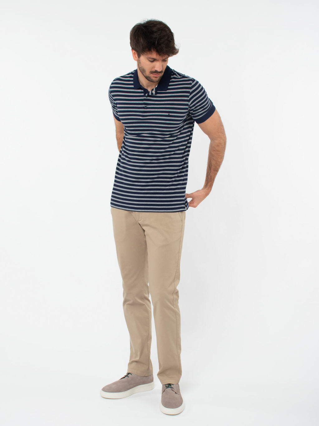 Striped piquet polo shirt
