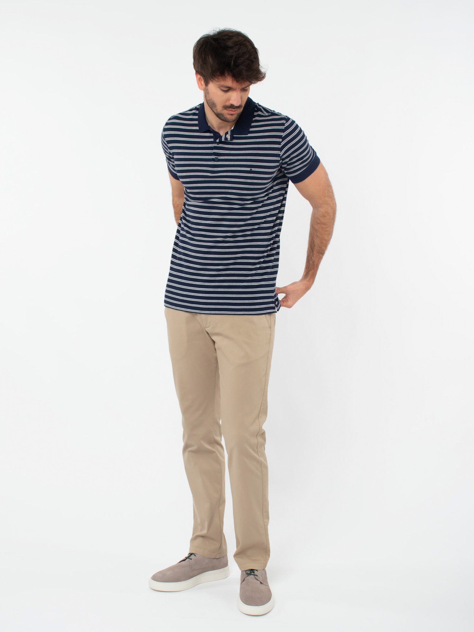 Striped piquet polo shirt
