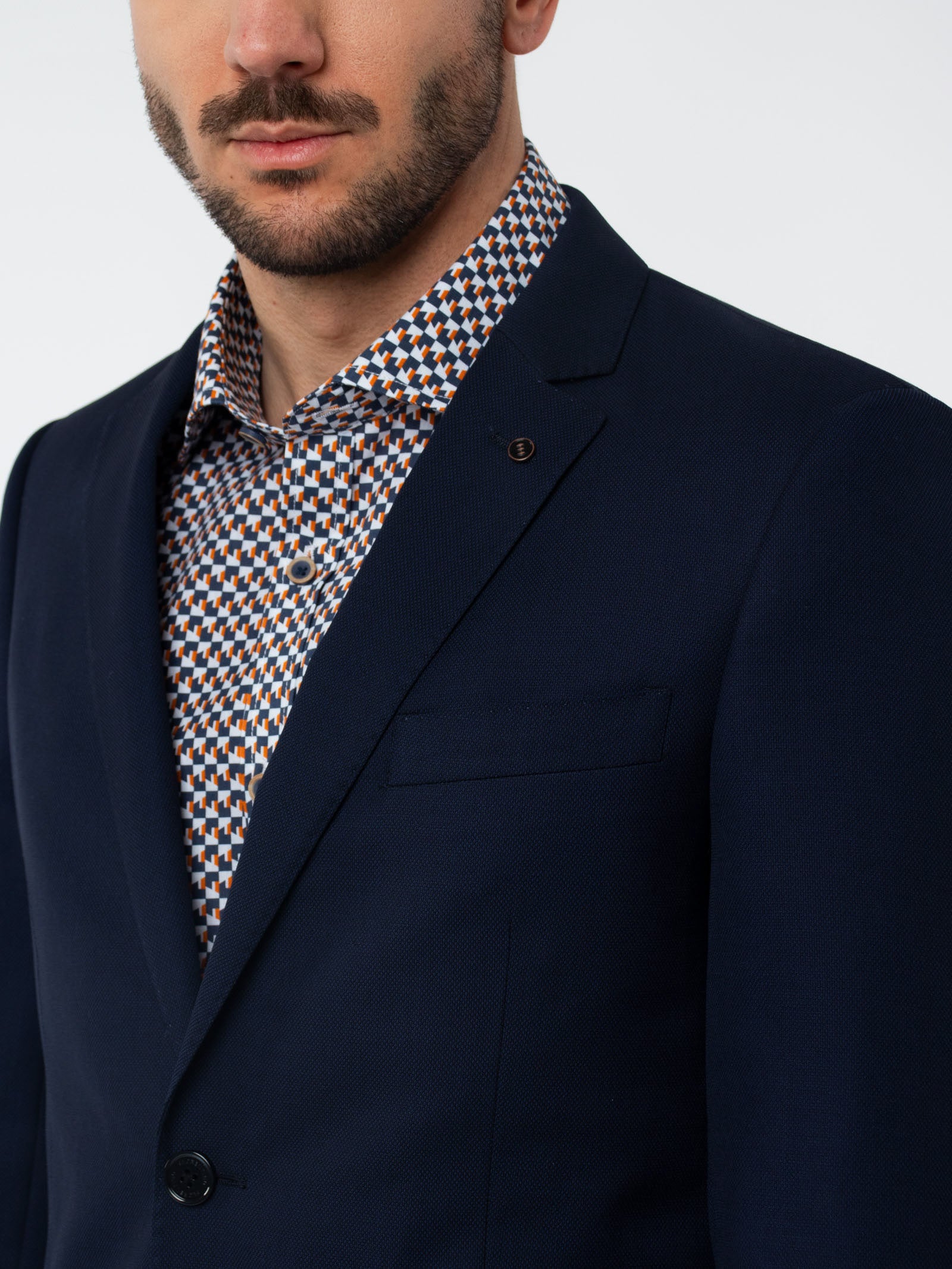 Slim fit suit with textured weave