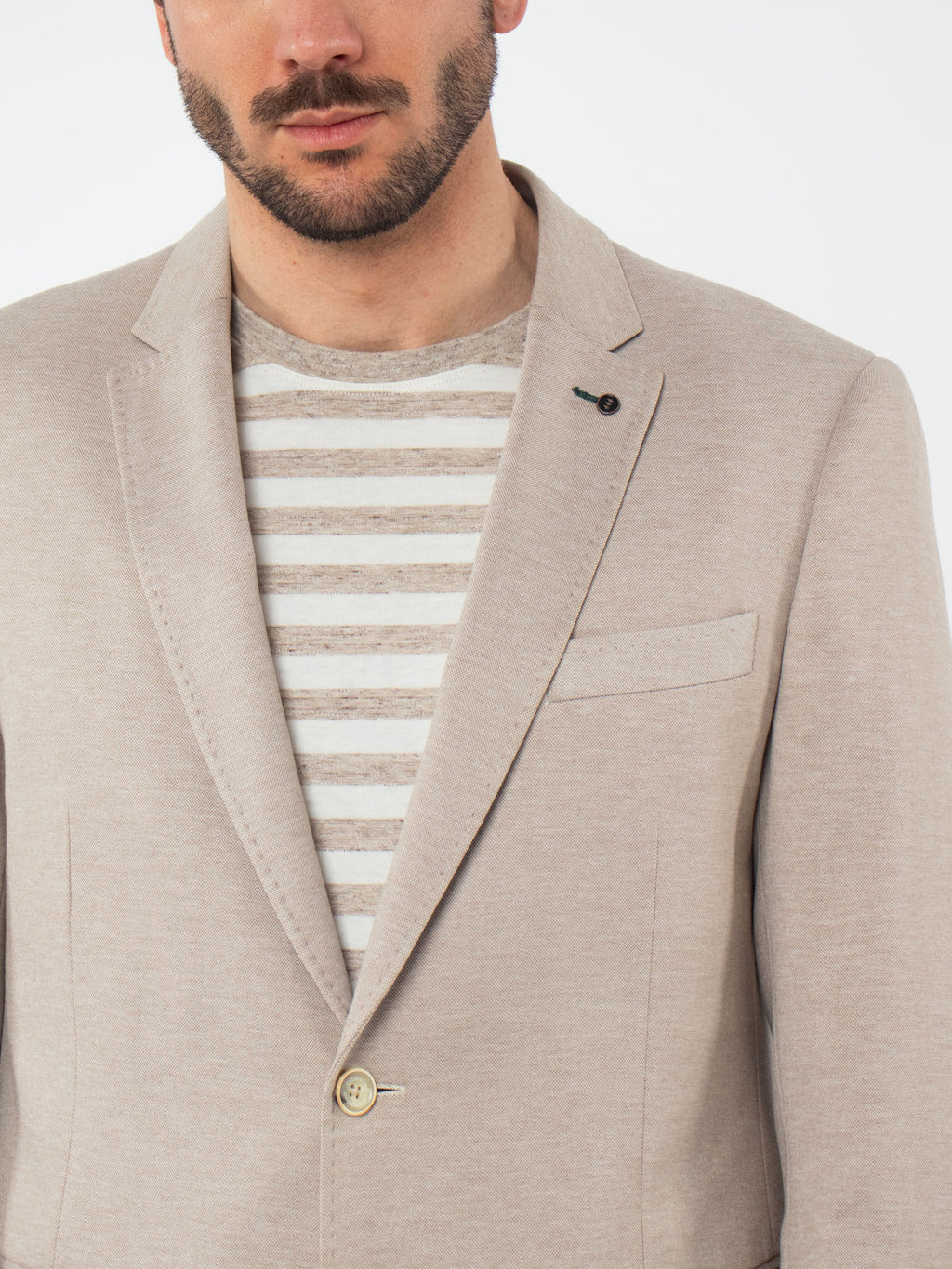 Regular fit bicolour piquet blazer