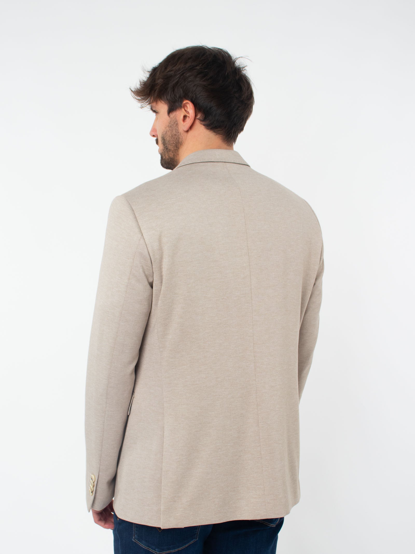 Regular fit bicolour piquet blazer