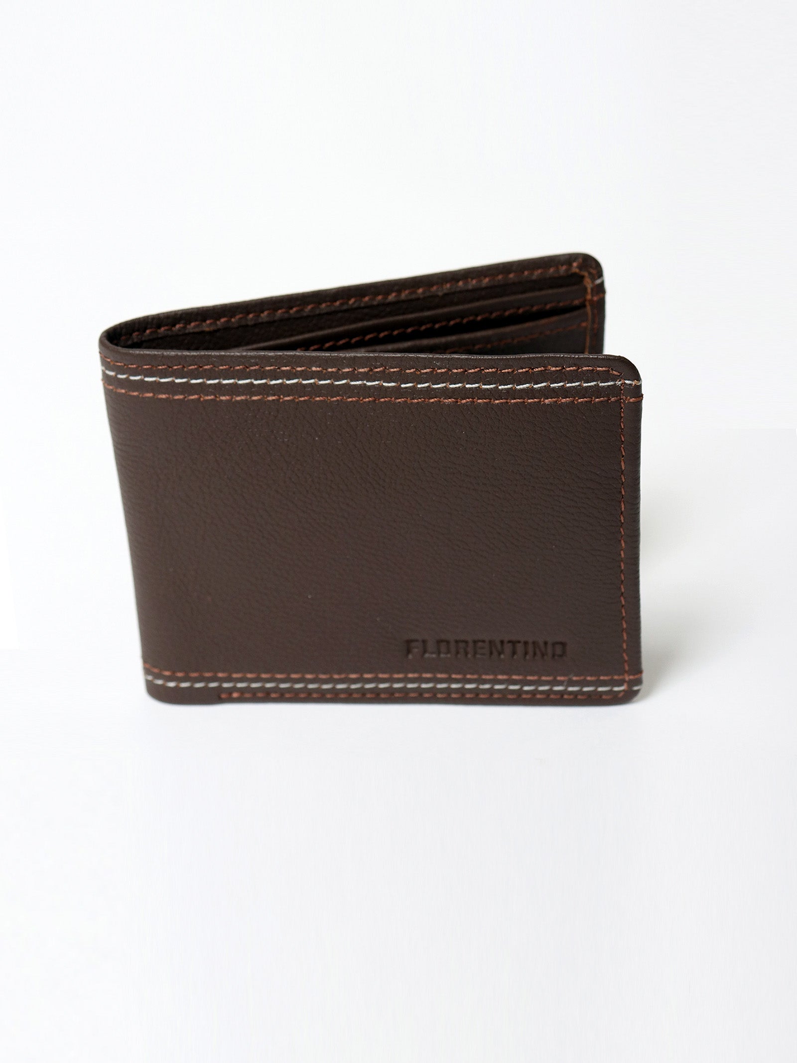 Leather Wallet with Topstitch Detailing