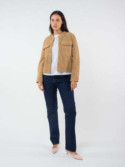 Suede leather jacket with pockets
