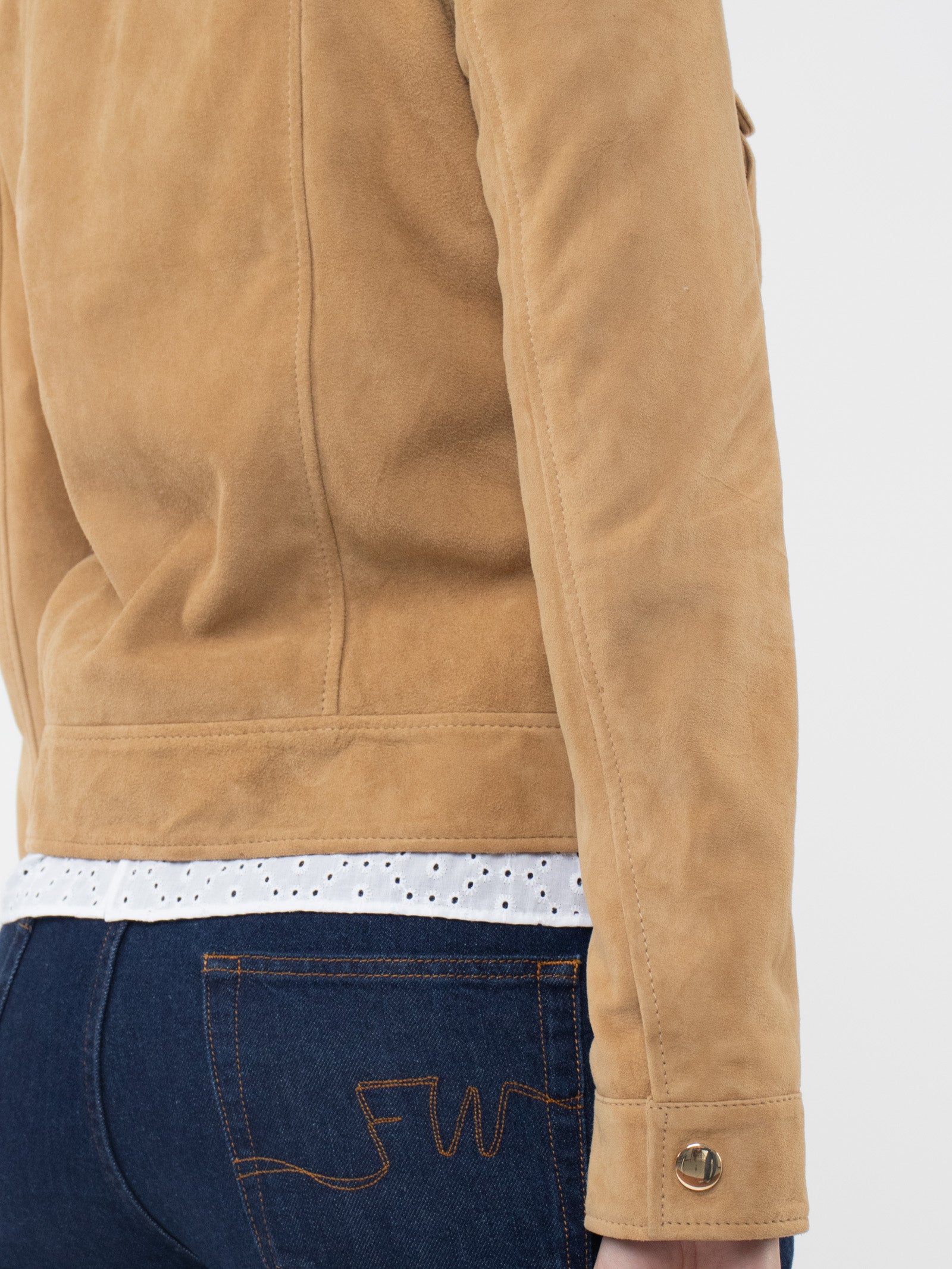 Suede leather jacket with pockets