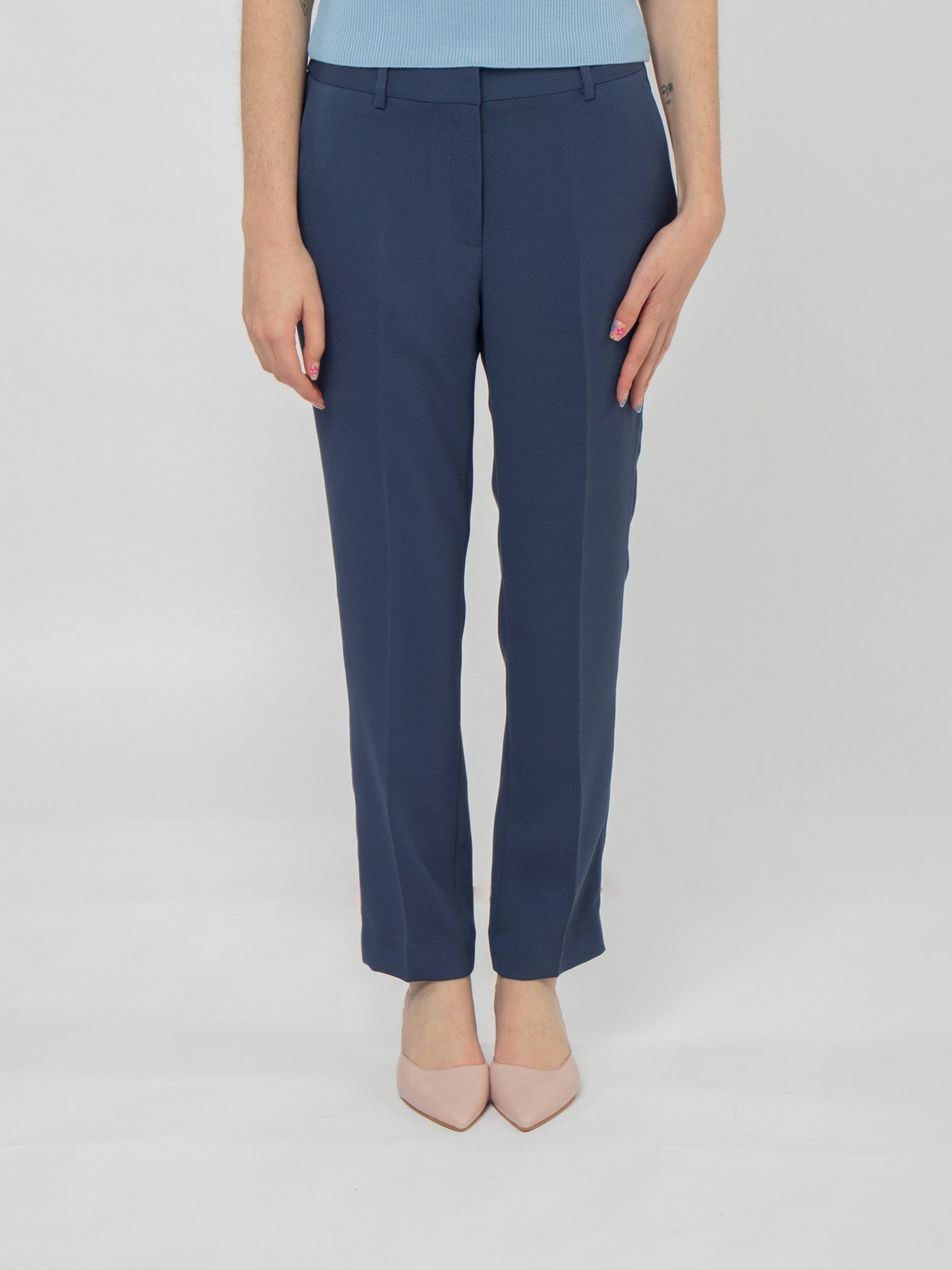 Crepe ankle-length trousers