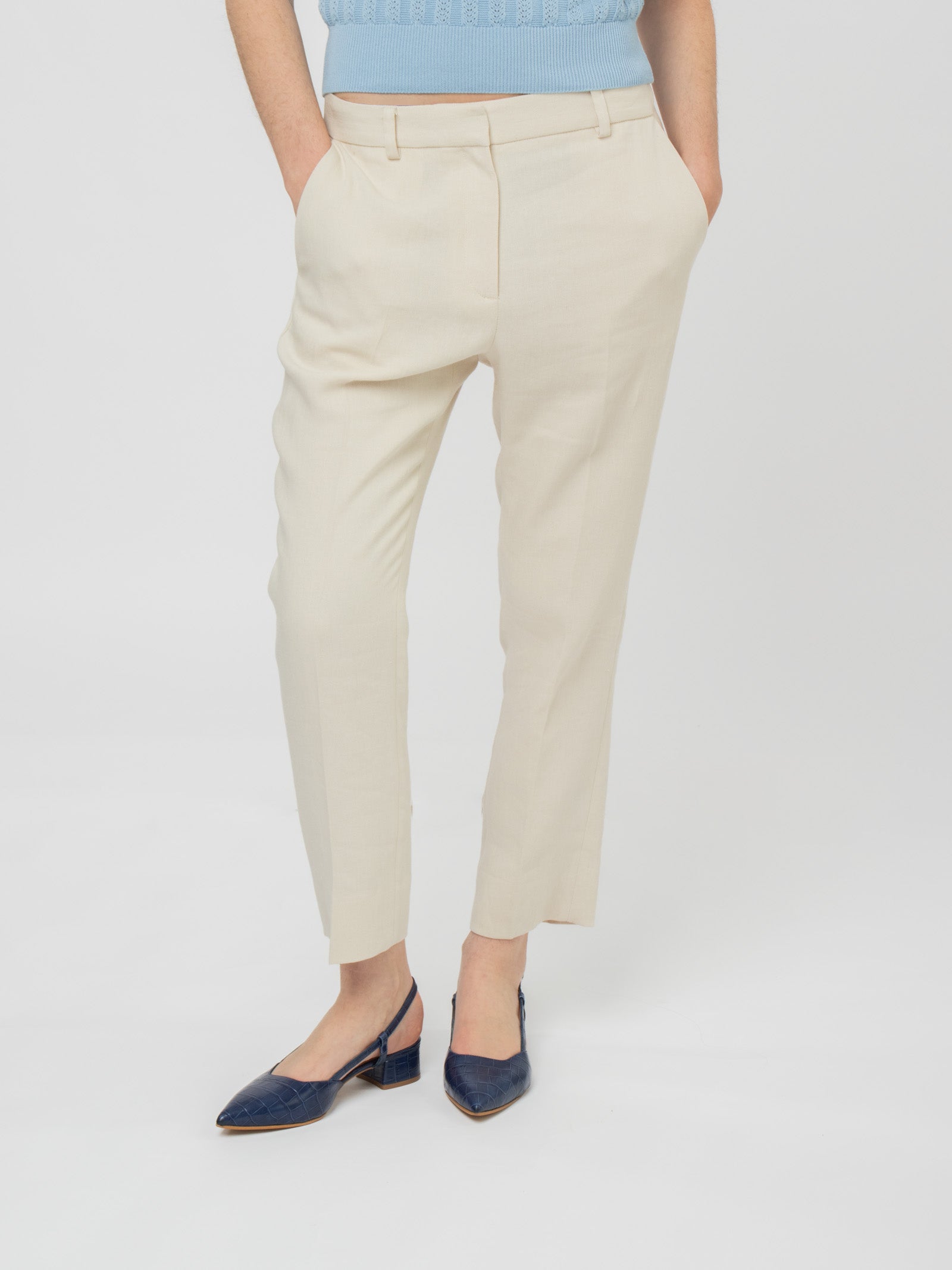 Crepe ankle-length trousers