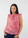 Blusa con efecto desteñido y volantes