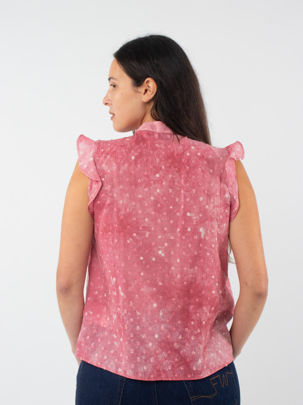 Blusa con efecto desteñido y volantes