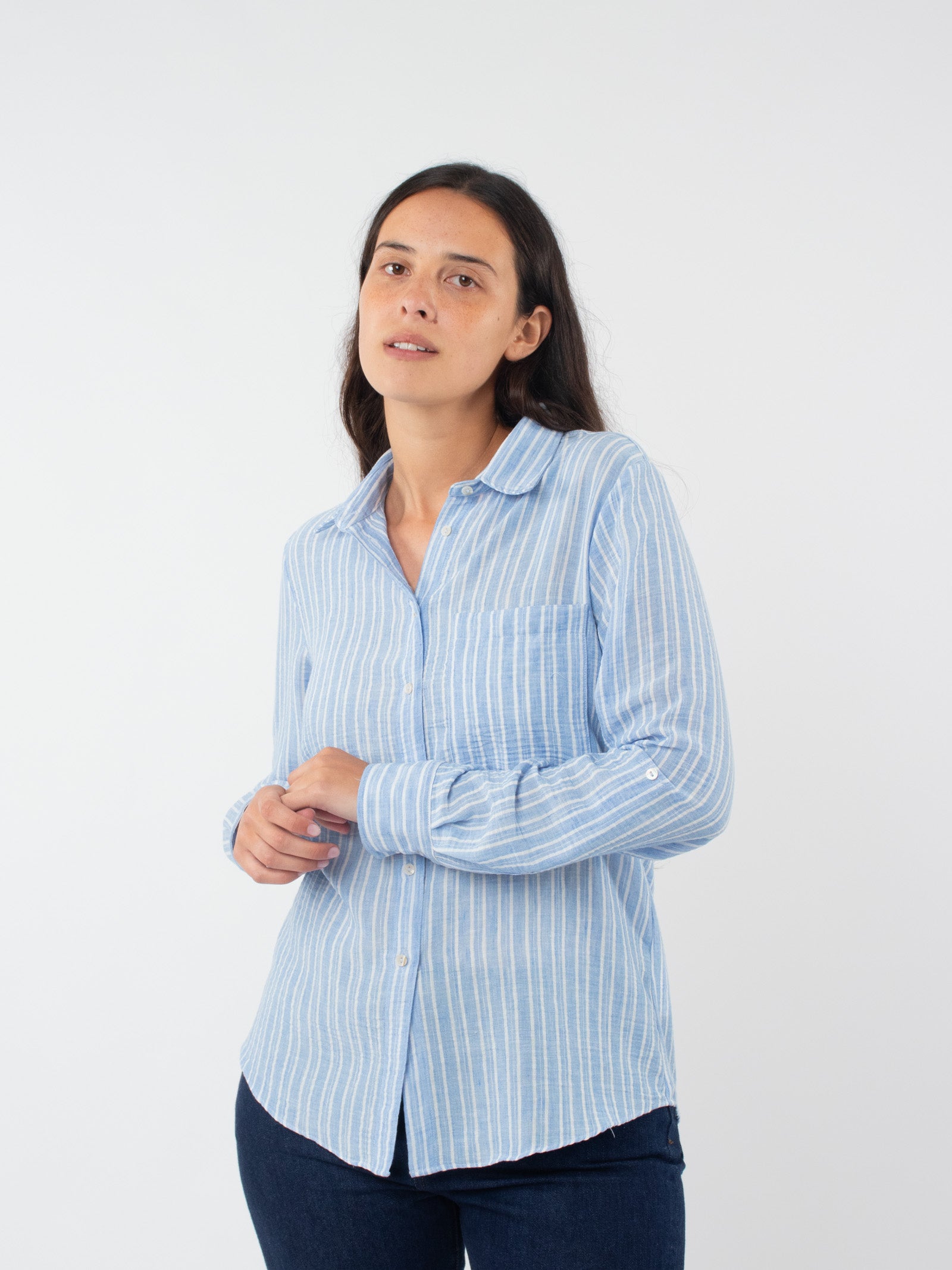 Striped cotton-linen shirt
