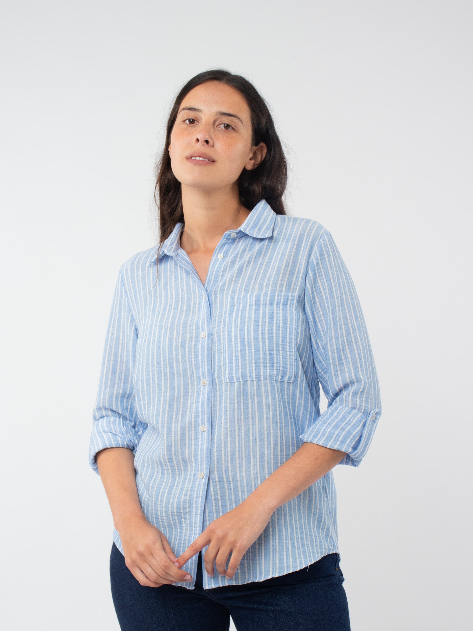 Striped cotton-linen shirt