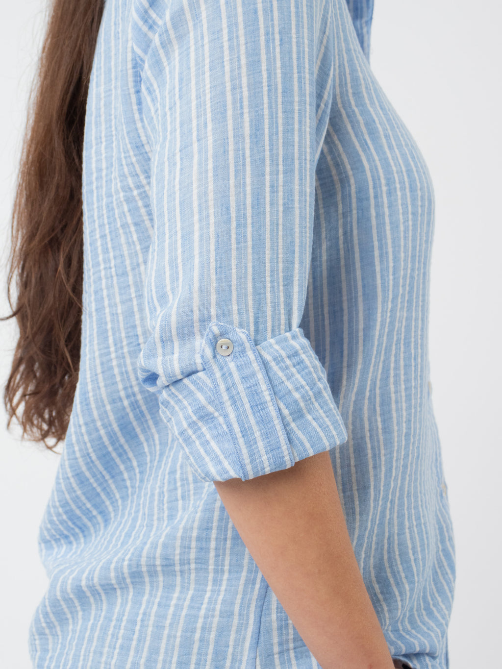Camisa rayas en algodón y lino