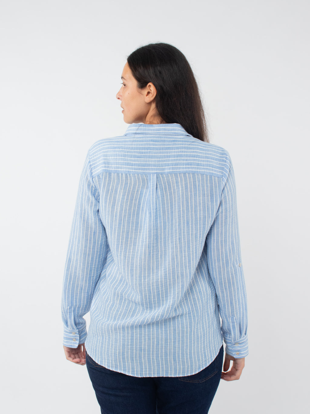 Camisa rayas en algodón y lino
