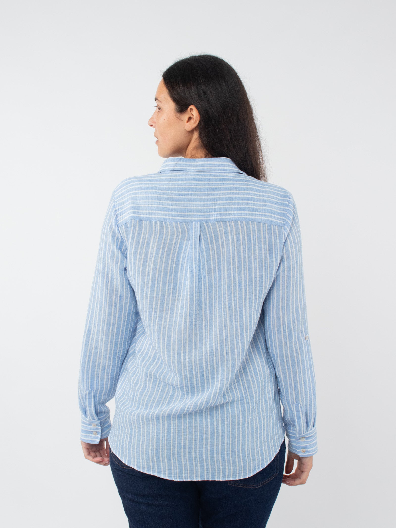Camisa rayas en algodón y lino