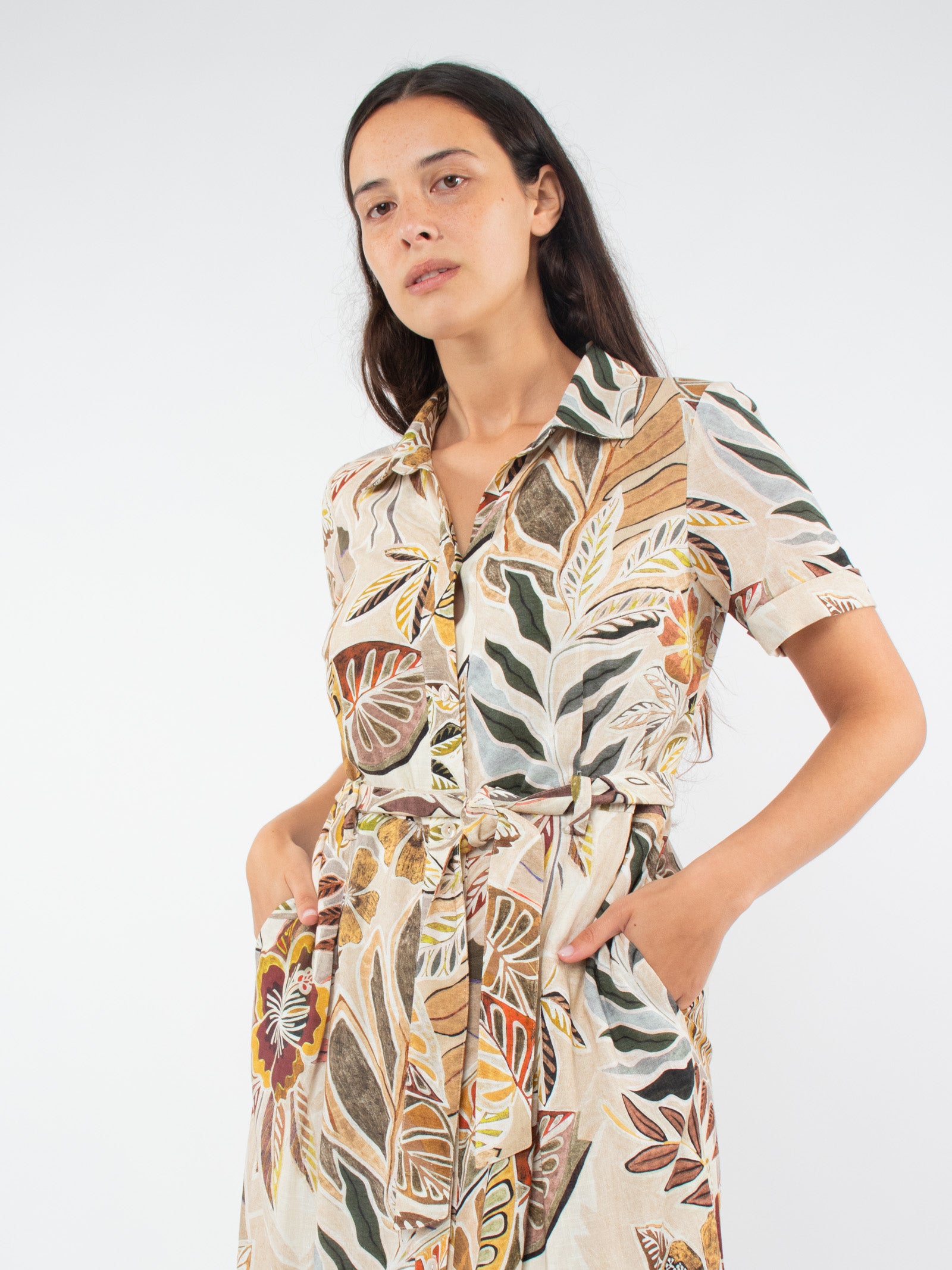 Linen shirt dress